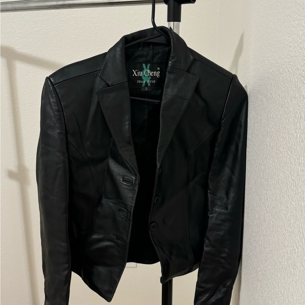 Xin Cheng Black Leather Jacket